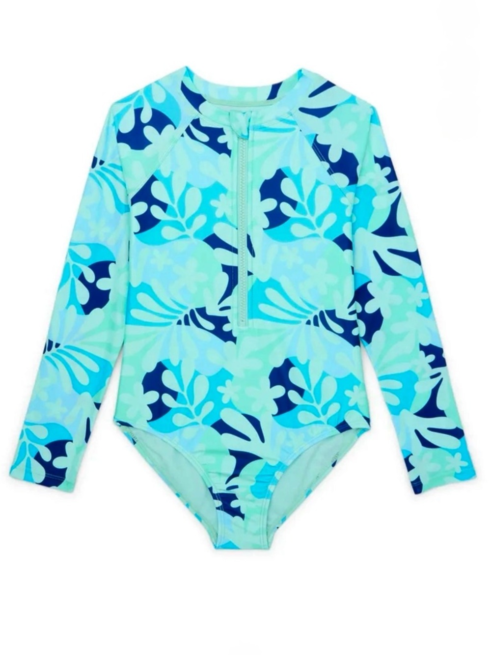 Girls Zip Up Long Sleeve Swimsuit One Piece